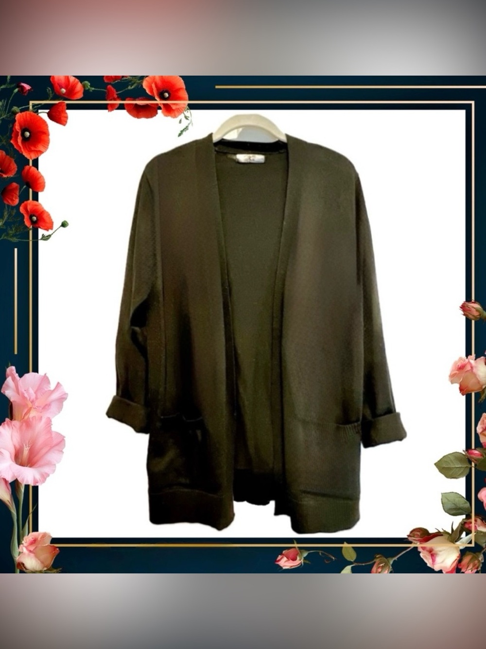 Cardigan sweater - Verve Ami - black - size medium - lightweight - pre-loved